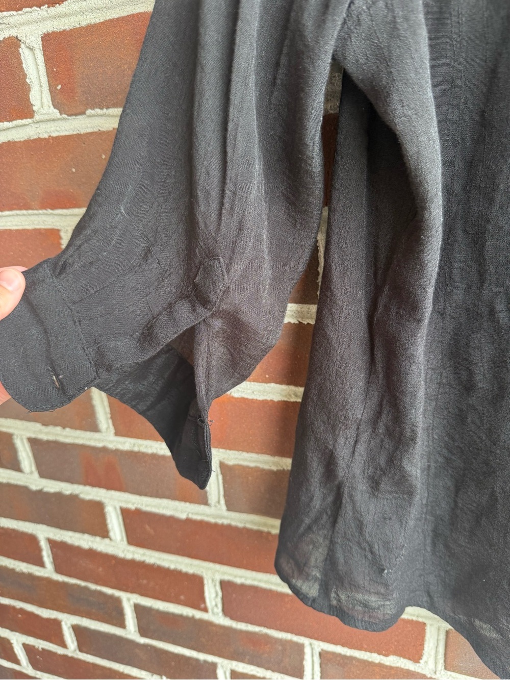 Fever Black Sheer Viscous Blend Summer Button Down Top L - Picture 6 of 10